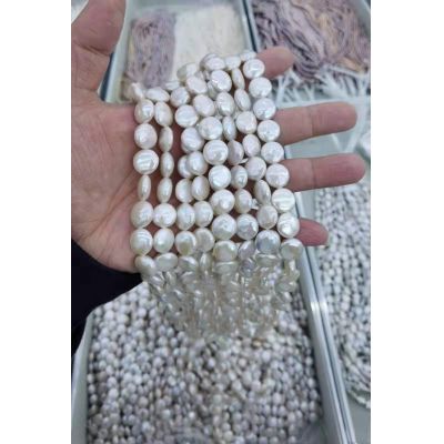 13mm natural white cultured freshwater coin pearls wholesale