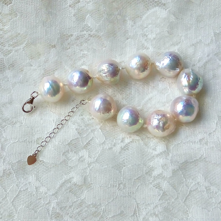 13mm white cultured single strand pearl bracelet jewellery with bright reflections