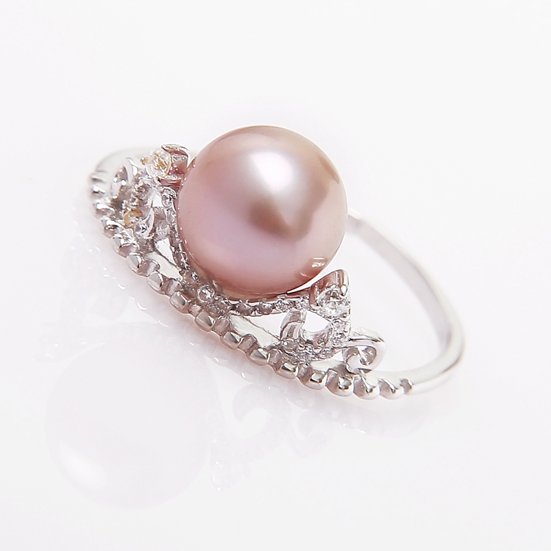 real pearl rings 7x8mm delicate freshwater cultured pearl rings ,silver pearl ring