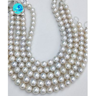 large metallic white round freshwater nucleated smooth edison pearl loose strands 14x15mm