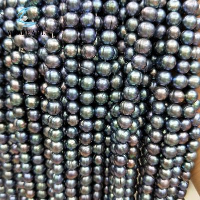 pearl raw material 7x8mm peacock black freshwater cultured pearls