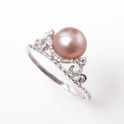  Exquisite Sterling Silver Real Pearl Rings with Freshwater Purple Round Pearls - Perfect for Wedding Jewelry