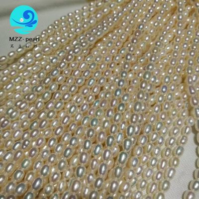 wholesale cream freshwater rice pearl strands 4mm