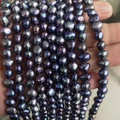 8-9mm dyed black freshwater baroque pearl strands