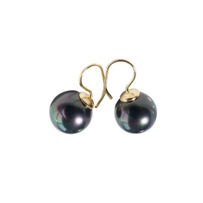 peacock black shell pearl earring studs in sterling silver