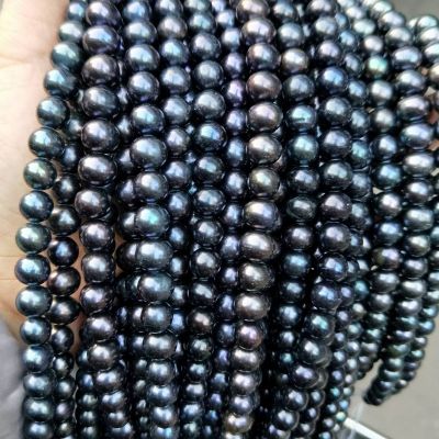 dark black freshwater pearl loose strands 9x10mm