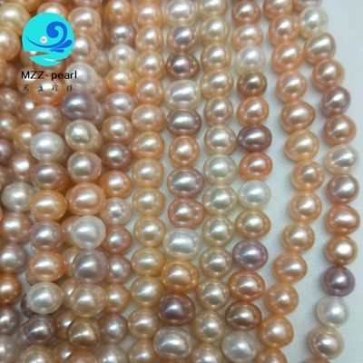multicolor potato cultured freshwater pearl strands 8x9mm