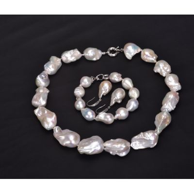 huge white baroque pearl jewelry set