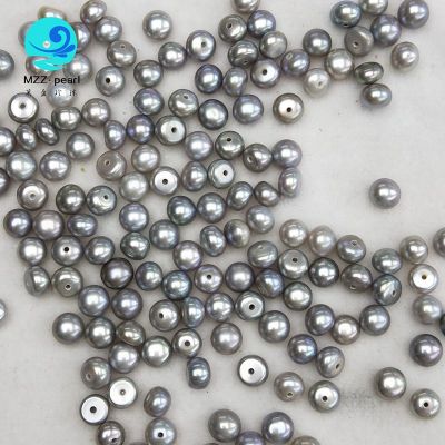 button shaped grey freshwater pearl beads 5-6mm